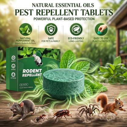 🦟 50% OFF NOW!🔇 🟢 Natural Peppermint Rodent Repellent Tablets – 10 Pack