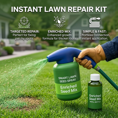 Easy Spray-On Grass Seed & Fertilizer Solution - Instantly Restore Thicker, Greener Lawns in Days