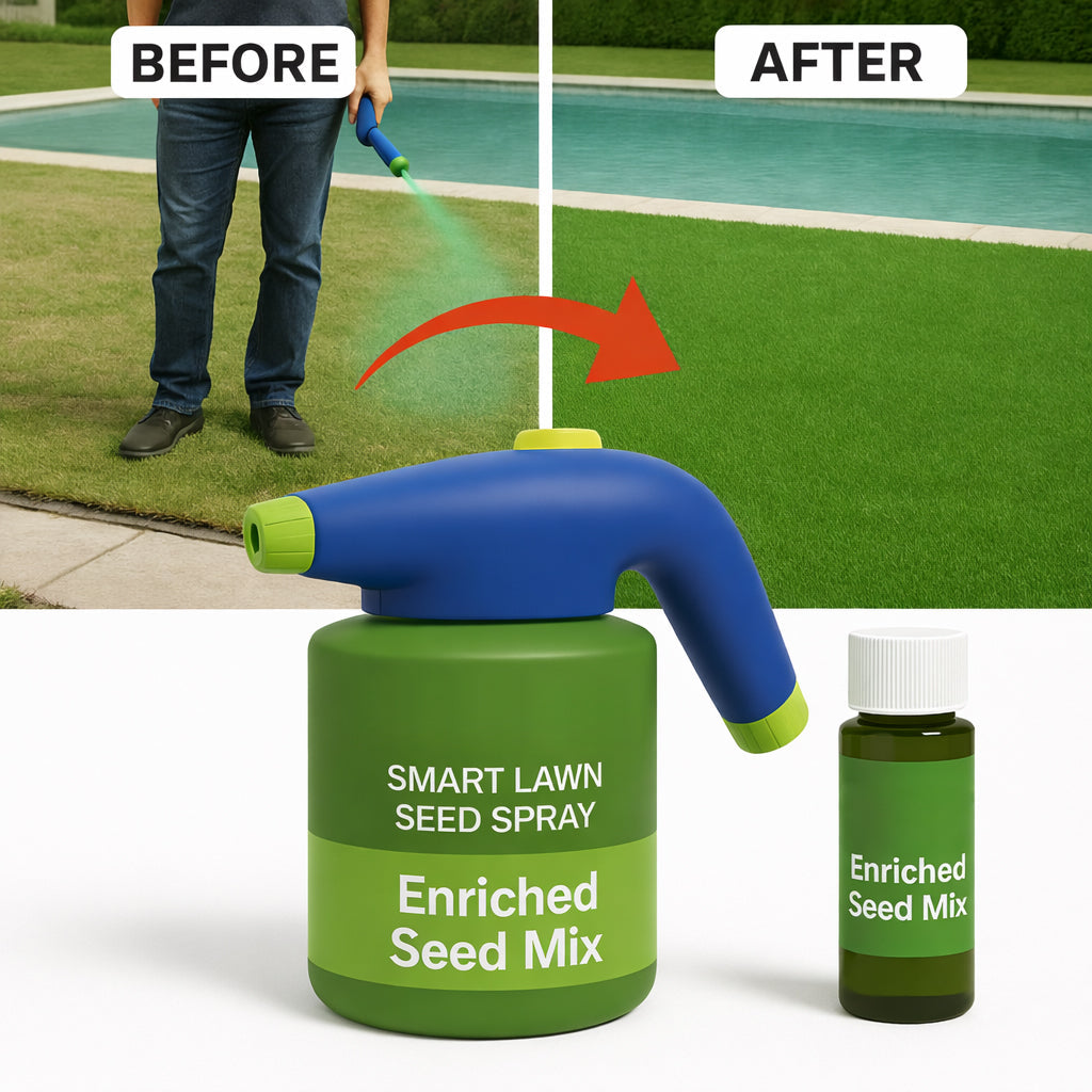 Easy Spray-On Grass Seed & Fertilizer Solution - Instantly Restore Thicker, Greener Lawns in Days