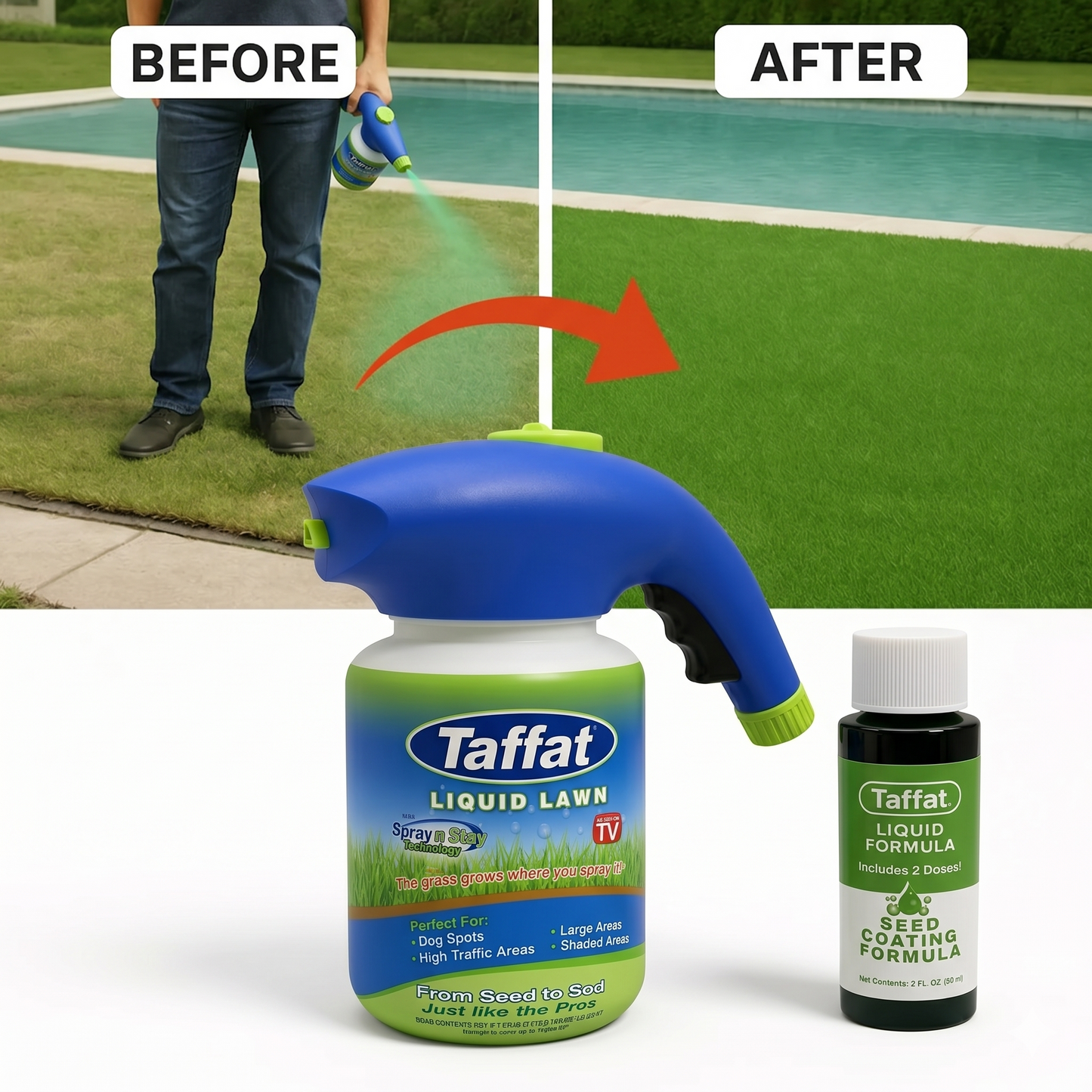 Easy Spray-On Grass Seed & Fertilizer Solution - Instantly Restore Thicker, Greener Lawns in Days