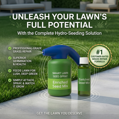 Easy Spray-On Grass Seed & Fertilizer Solution - Instantly Restore Thicker, Greener Lawns in Days